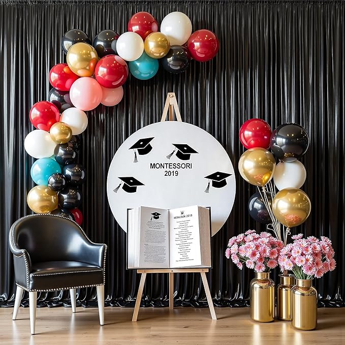 Outpain Thick 20 ft x 10 ft Black Sequin Backdrop Curtain for Parties, Wrinkle Free Glitter Photo Backdrop Drapes 4 Panels 5x10ft Black Back Drop Cloth for Wedding Christmas Photography Background