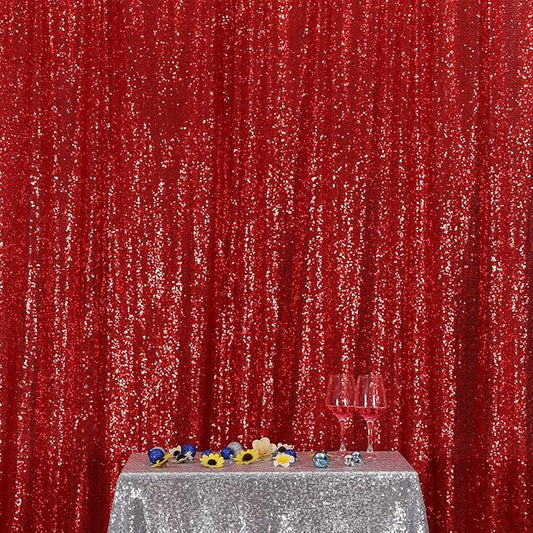 Poise3EHome Red Sequin Backdrop,5FT x 7FT Sequin Photography Backdrop Curtain for Party Decoration