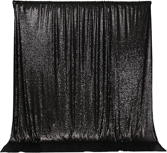 PartyDelight Black Sequin Backdrop Sparkly Photography Glitter Back Drop Curtain Special Events Party 6Ftx6Ft