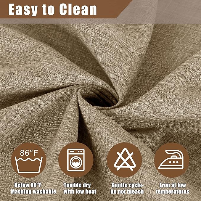Fitable Linen Textured Rectangle Tablecloth Washable Fabric Faux Burlap Table Cloth for 8 Foot Tables, Holiday Table Cover for Farmhouse, Reception, Kitchen Dining, Party, (Mocha, 54 x 108 Inch)