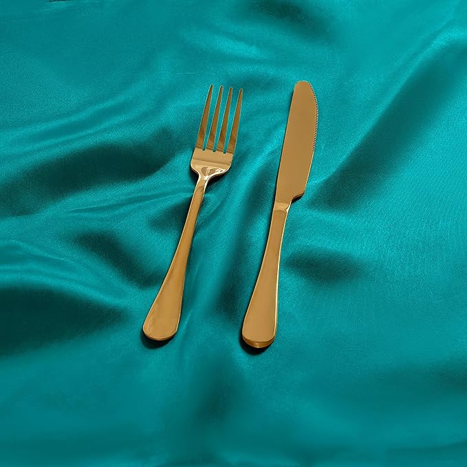 12 Pieces Teal Satin Napkins, 17" x 17" Square Table Napkins, Silky Soft Smooth Washable Napkins for Restaurant, Weddings, Dinner, Party Decoration
