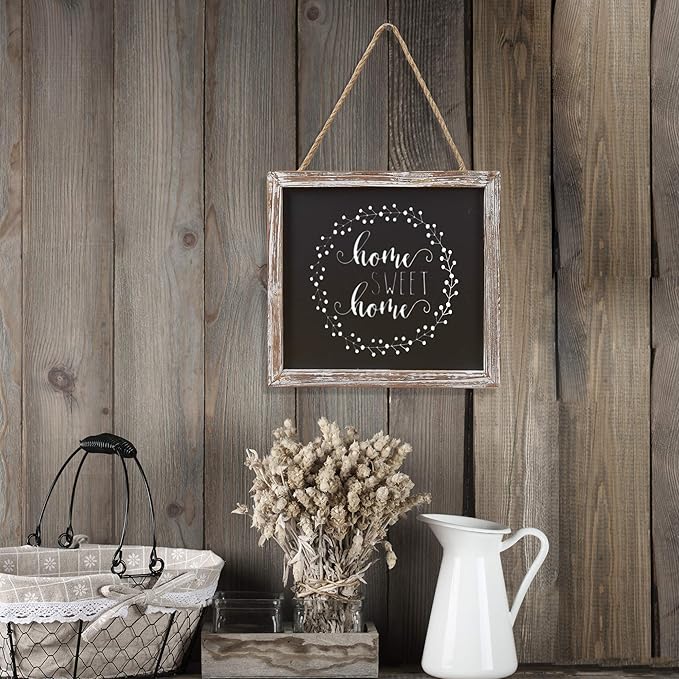 Barnyard Designs Magnetic Hanging Chalkboard Sign – Rustic Decorative Display Presentation Board for Office, School Supplies, Kitchen, Restaurant, Weddings and More, 11” x 10” (3 Pack)