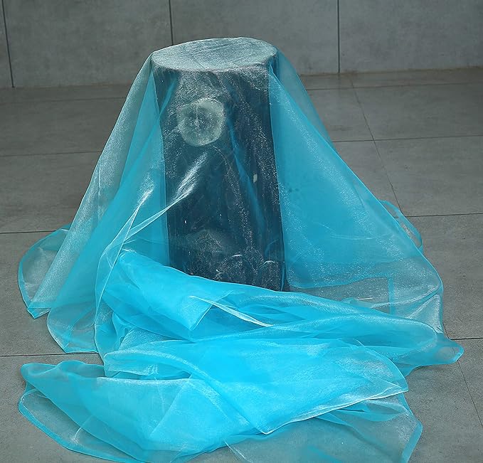 VDS Turquoise Organza Fabric, 100 Yards Continuous, 45” Wide, Wedding Party Decoration Iridescent Crystal Sheer Shiny Organza Tulle Bridal Dress DIY Crafts Costume Sewing Backdrop Arch Cloth