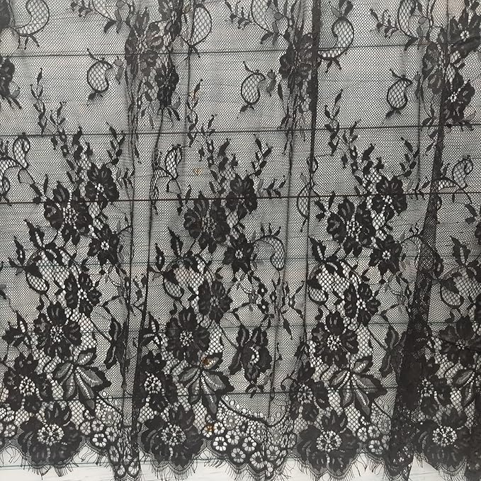 TINWIN Rectangle Lace Tablecloth 60x120 Inch Black Vintage Runner Eyelash Fabric for Kitchen Dining Picnic Table Wedding Decor for Home Decoration Tea Party Decor-4