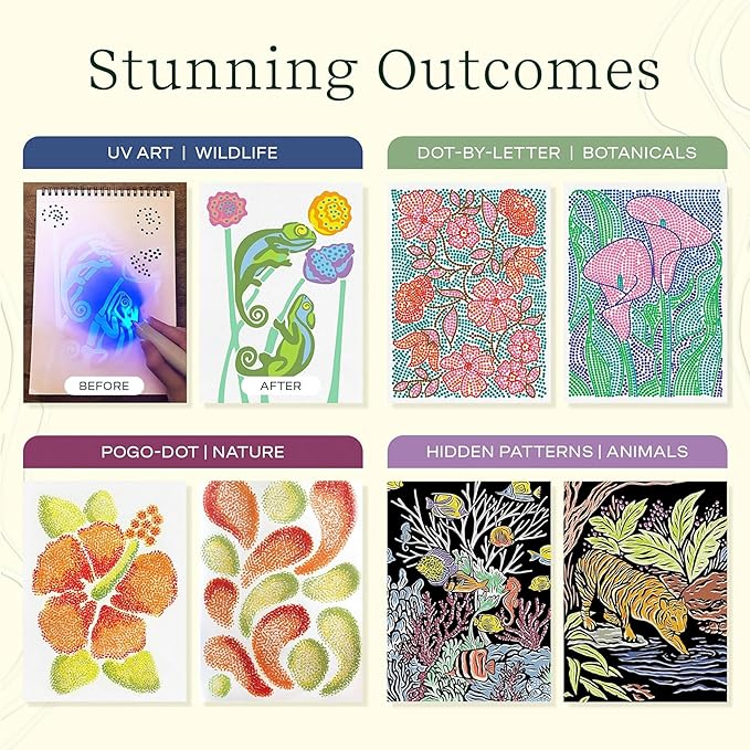 Lifelines FlowArt Activity Pad, 4-Pack - Guided Art Meditations with Markers - Color by Letter, Dot-Art and More, Coloring Books for Teens, Adults & Seniors