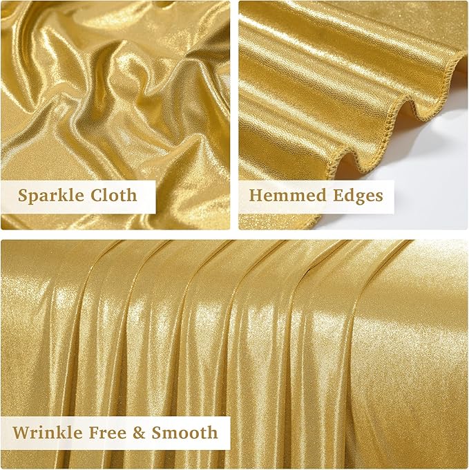 10x12ft Gold Sequin Backdrop Curtain Panels for Parties, Wrinkle Free Glitter Photo Backdrop Drapes 2 Panels 5x12FT Shimmer Back Drop Cloth for Wedding Birthday Christmas Photography Background