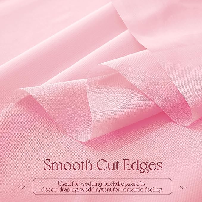 VACVELT Wedding Arch Draping Fabric Blush Pink Chiffon, 2 Panels Sheer Drapes 30 Inch x 20ft Chiffon Backdrop Curtain Wedding Decor, Outdoor Sheer Drapery for Ceremony Party Ceiling
