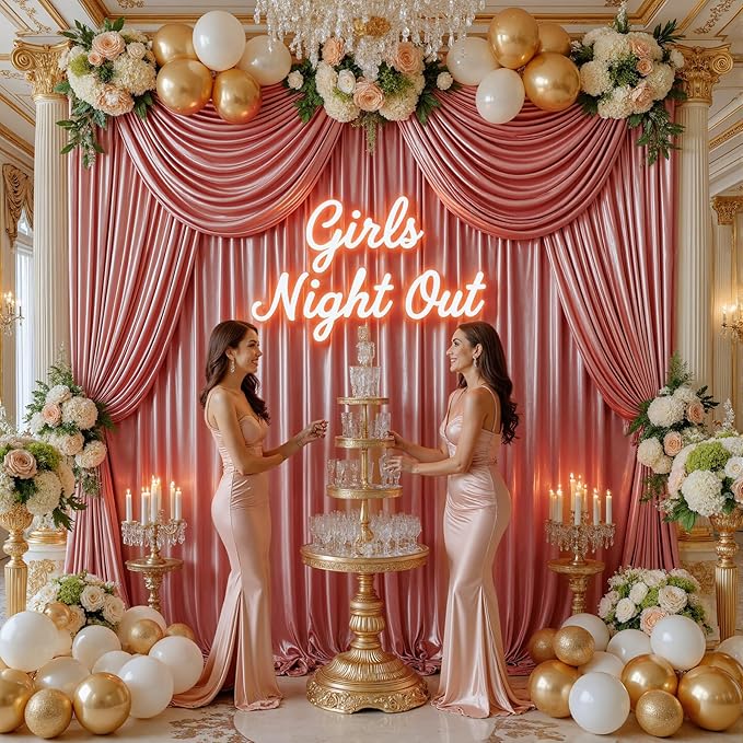 PartyVillage 10x10FT Blush Rose Gold Sequin Backdrop Curtain -2 Panels 5x10FT Wrinkle Free Shimmer Back Drop Cloth, Glitter Backdrop Drapes for Photography, Birthday, Wedding, Graduation Background