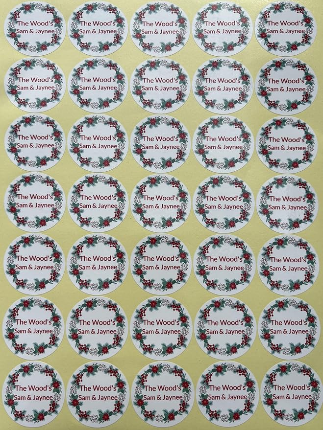 Custom Stickers for Weddings, Birthdays & Businesses - Personalized Labels with Your Logo - Waterproof, Fade and Heat Resistant - Pack of 100-1000 (Wreath E, 3.5 Inch)