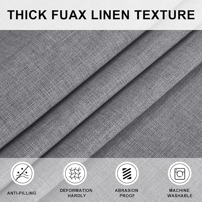 Hiasan Round Linen Tablecloth 70 Inch - Wrinkle and Stain Resistant Washable Polyester Fabric Table Cloth for Dining Room Kitchen Party, Grey