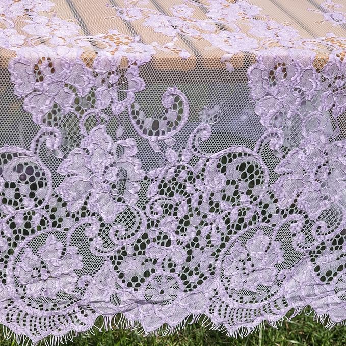 TINWIN Purple Lace Tablecloth 60x120 Inch Rectangle Vintage Runner Eyelash Fabric for Kitchen Dining Picnic Table Wedding Decor for Home Decoration Tea Party