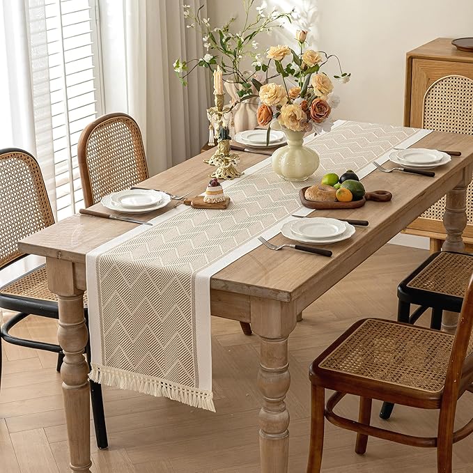 Table Runners 72 Inches Long Waterproof Boho Table Runner with Tassel Fringe,Table Runner for Party Coffee Table
