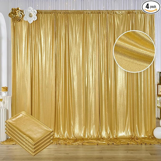 20ftx10ft Gold Sequin Backdrop Curtain for Parties, 4 Panels 5x10FT Shimmer Wrinkle Free Glitter Photo Backdrop Drapes Back Drop Cloth for Wedding Birthday Christmas Photography Background