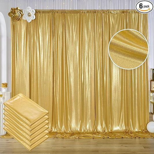 30ftx10ft Gold Backdrop Curtain for Parties, Wrinkle Free Glitter Photo Backdrop Drapes 6 Panels 5x10FT Shimmer Back Drop Cloth for Wedding Birthday Christmas Photography Background