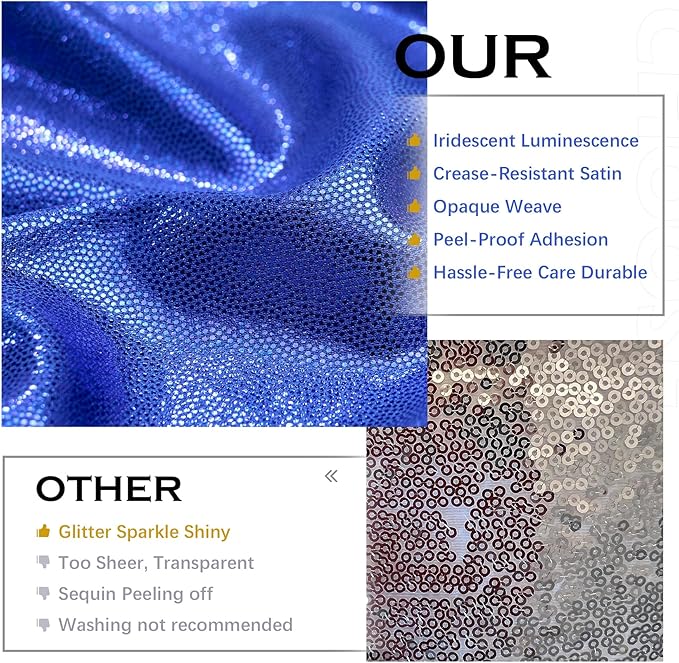PartyVillage 10x10FT Sapphire Blue Sequin Backdrop Curtain -2 Panels 5x10FT Wrinkle Free Shimmer Back Drop Cloth, Glitter Backdrop Drapes for Photography, Birthday, Wedding Background