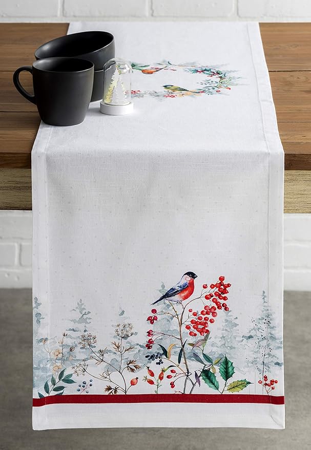 Maison d' Hermine Table Runner 100% Cotton Single Layer Table Runners 48 inches Long Decorative for Home Kitchen Dining Party Baby Shower Wedding Bridal Shower (Morzine, 14.50" x 48")