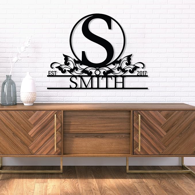 Personalized Metal Name Signs, Split Letter Monogram Wall Art Decor, Durable Steel Family Last Name Decor, Custom Signs Indoor or Outdoor, Personalized Wedding Gifts, Housewarming Gift