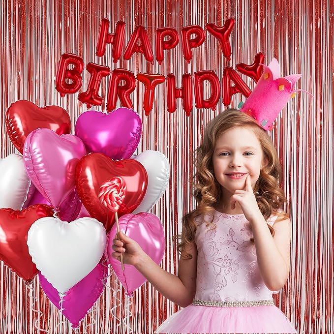 Foil Fringe Curtains Red Streamers Party Decorations - Melsan 3 Pack 3.2 x 8.2 ft red Fringe Backdrop Party Photo Backdrop for Back to School Birthday Party Baby Shower or Graduation Decorations
