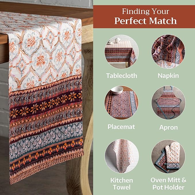 Maison d' Hermine Table Runner 100% Cotton Double Layer Table Runners 108 inches Long for Thanksgiving Christmas Decorations Home Kitchen Dining Party Wedding (Fair Isle, 14.5" x 108")