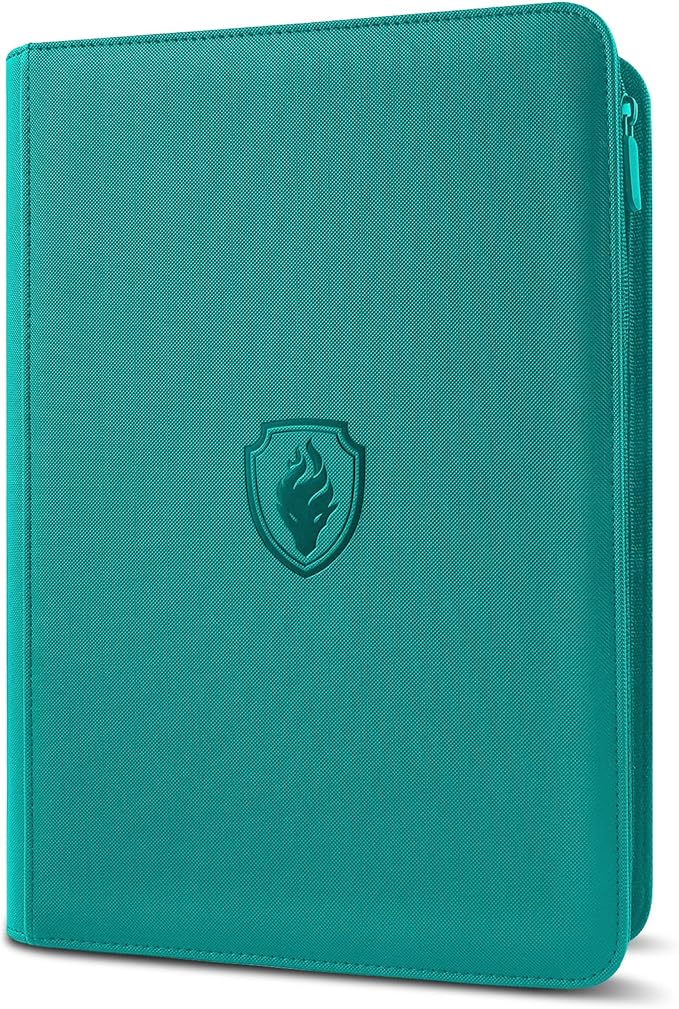 9 Pocket Trading Card Binder -Zipper PU Cover Card Album, Sturdy 360 Loading Holder for MTG, TCG & Sports Cards - Turquoise