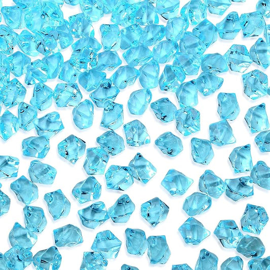 YATOJUZI 500pcs Fake Ice Cubes Aqua Blue Acrylic Crushed Rocks Vase Fillers Plastic Diamonds Gems for DIY Party Wedding Centerpiece Table Scatter Prop Display 0.5" (Only Aqua Blue)