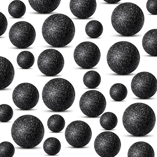 150 Pieces Vase Filler Faux Pearls Vase Makeup Beads No Hole Gloss Bead Mixed Sizes Round Pearl for Home Party Wedding Decor, 8/14/20 mm(Glitter Black)