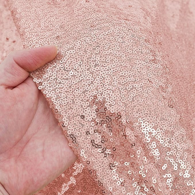 Square Rosegold Sequin Tablecloth- 50x50 inch, Seamless Sparkle and Glitter Party Table Cloth, Shiny&Elegant for Wedding Birthday Ceremony Prom Table Decorations