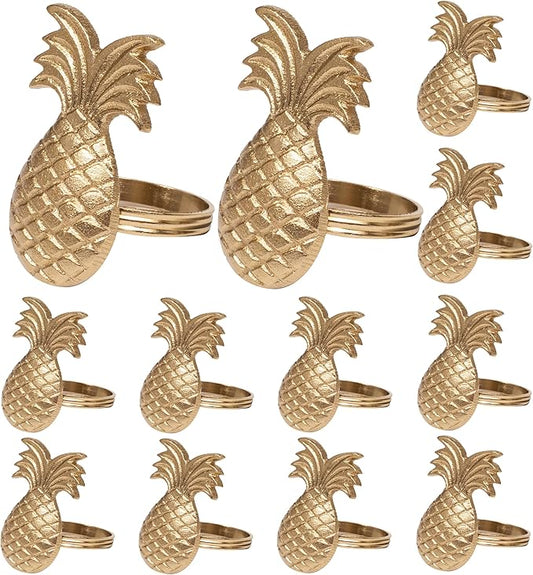 Elegant Metal Napkin Holders for Dining Table Decor - 12 Pack Pumpkin Lightweight Metal Napkin Rings for Party, Weddings, Family Gatherings & Everyday Use (Gold)- ALPHA Living HOME
