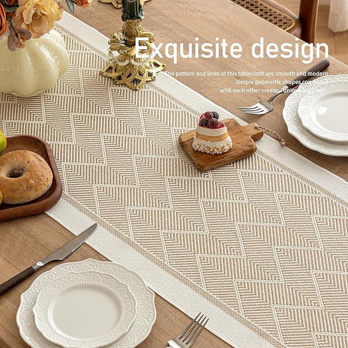 Table Runner 48 Inches Long,Waterproof Boho Table Runner with Tassel Fringe,Table Runners for Party Coffee Table