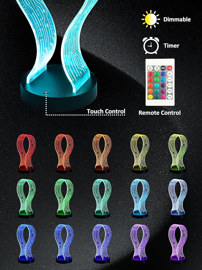 YuanDian RGB Headphone Stand with 1 USB Charging Port and 1 Type-C Charging Ports, Desk Gaming Headset Holder with 16 Changing Colors by Remote, Gift for Gamers Men and Music Lovers