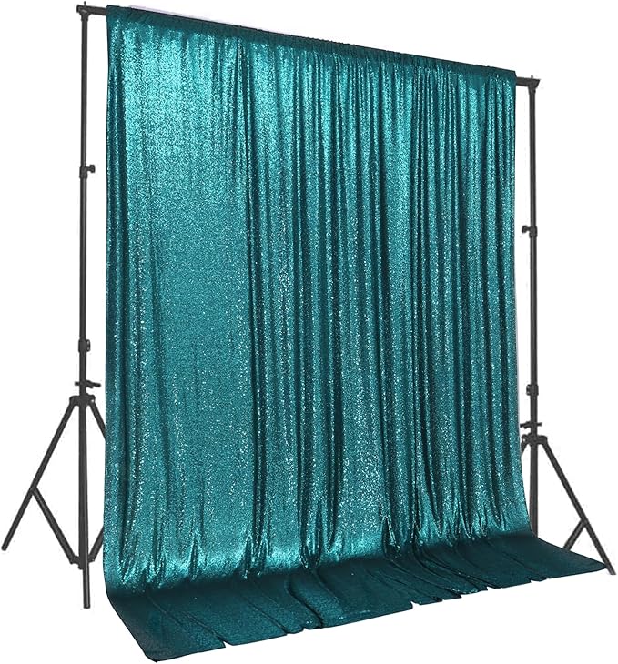 PartyDelight Teal Sequin Backdrop 10Ft x 10Ft Photography Christmas Curtain