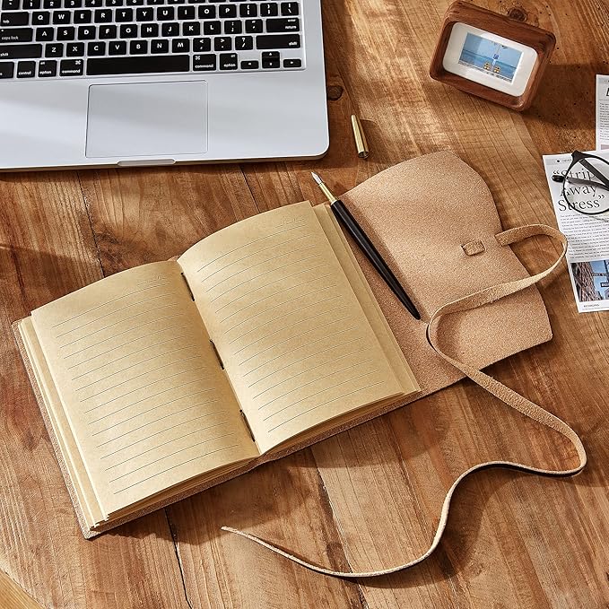 Genuine Leather Notebook - 5x7.1 Inch Vintage Journal for Writing, Travel, Artists, Women and Men - Blue