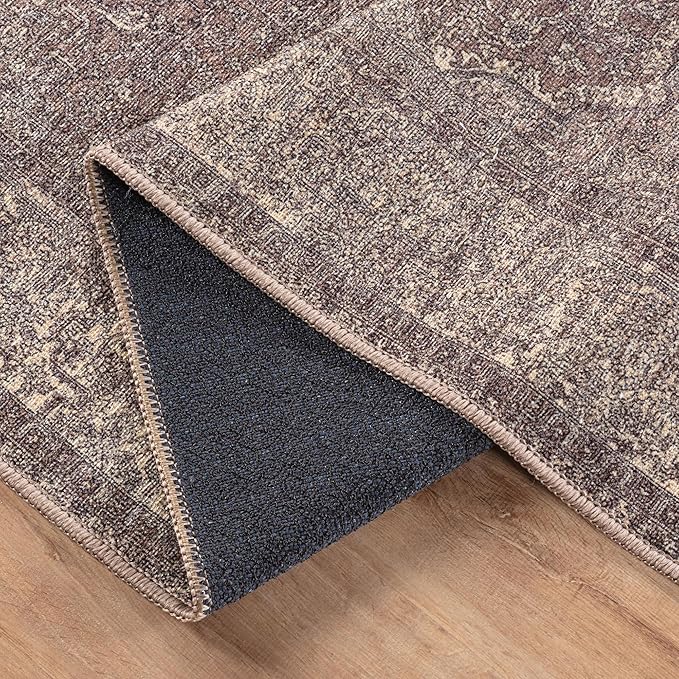 Bloom Rugs Washable Non-Slip 5' x 7' Rug - Taupe/Beige Traditional Medallion Area Rug for Living Room, Bedroom, Dining Room, and Kitchen - Exact Size: 5' x 7'