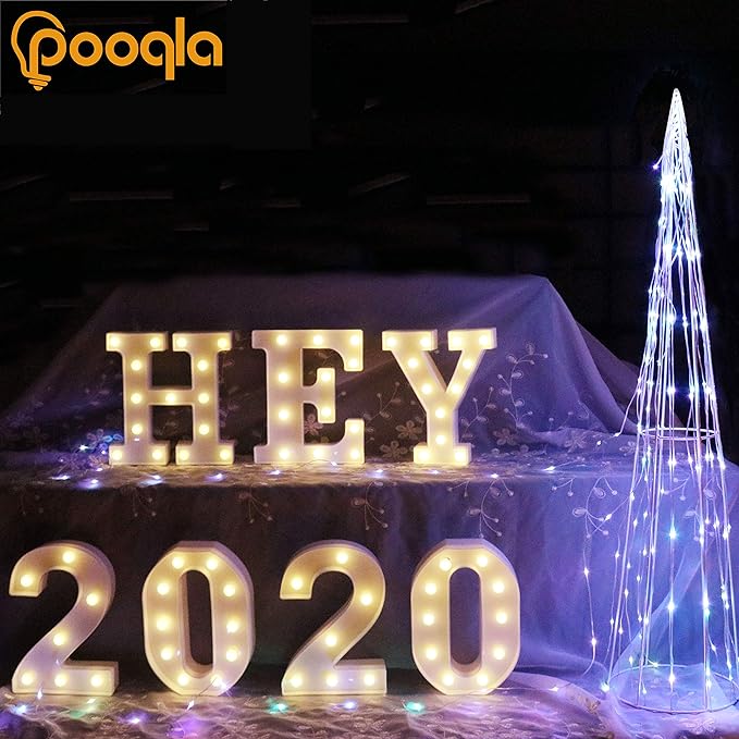 Pooqla LED Marquee Letter Lights Sign, Light Up Alphabet Letter for Home Party Wedding Decoration N
