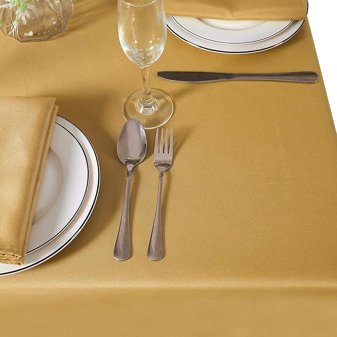 60 inch Round Tablecloth Washable Polyester Table Cloth Decorative Table Cover for Wedding Party Dining Banquet（60 inch,Gold）