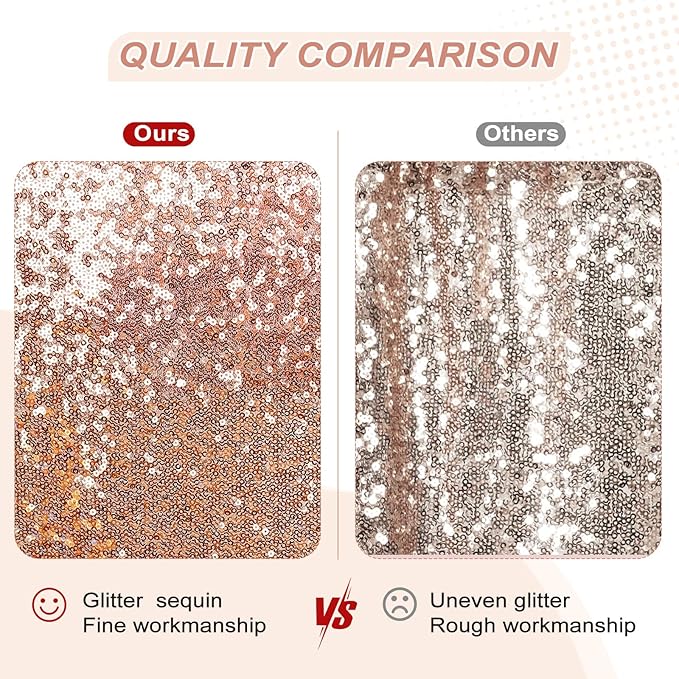 PartyDelight Rose Gold Sequin Backdrop Photography Curtain Special Events Party 8Ftx8 Ft