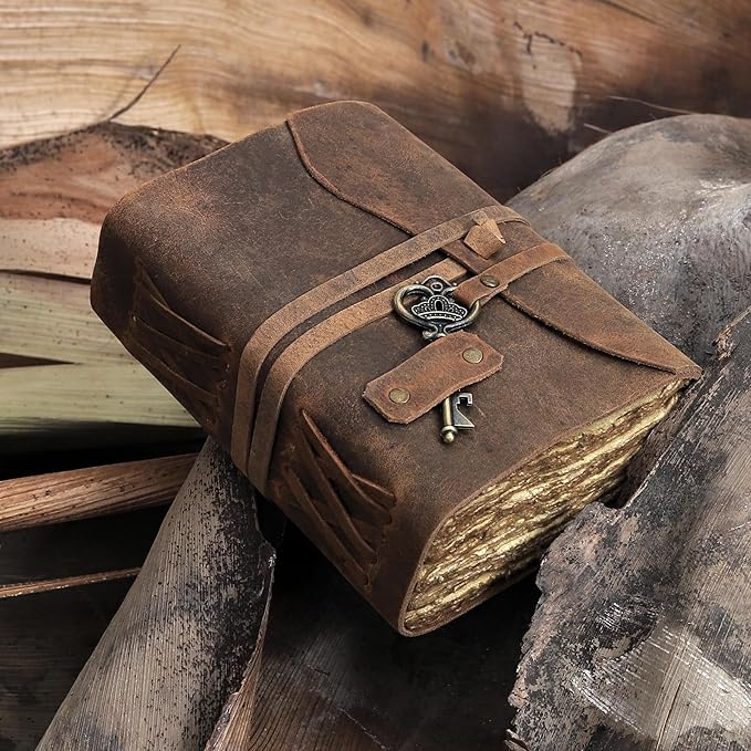 Vintage Leather Journal - Antique Handmade Leather Bound journal with deckle edge paper for Men And Women Diary - Leather Sketchbook - Drawing Journal Notebook - Great Gift (6"x 9")