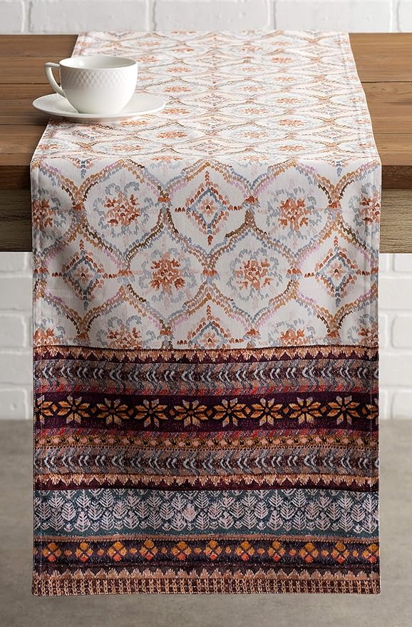 Maison d' Hermine Table Runner 100% Cotton Double Layer Table Runners 108 inches Long for Thanksgiving Christmas Decorations Home Kitchen Dining Party Wedding (Fair Isle, 14.5" x 108")