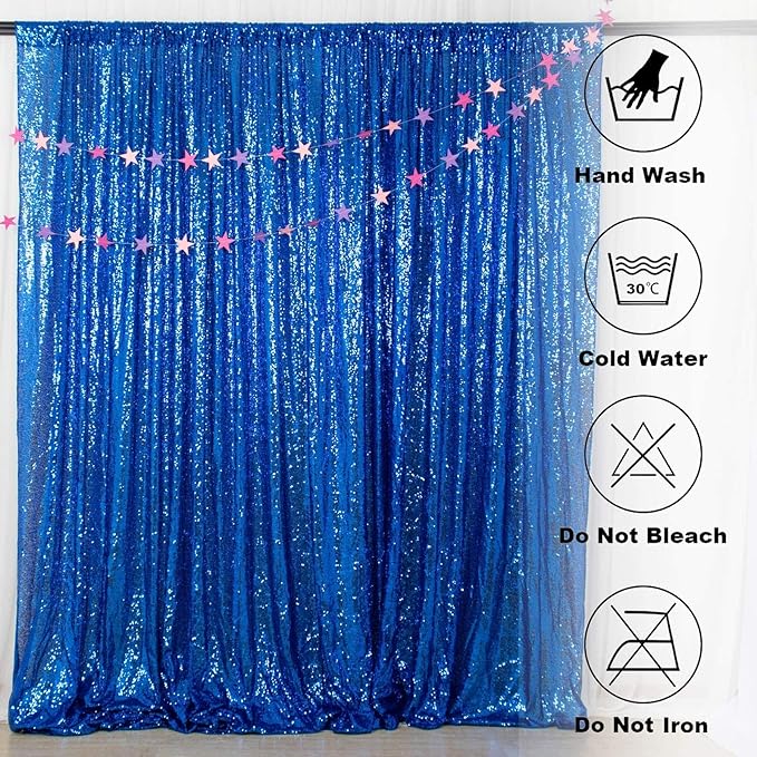 ShiDianYi 8 X 8, Ready to Dispatch,Sequin Backdrops, Sequin Photo Booth Backdrop, Party Wedding Sparkling Photography Prop (8ftx8ft, Royal Blue)