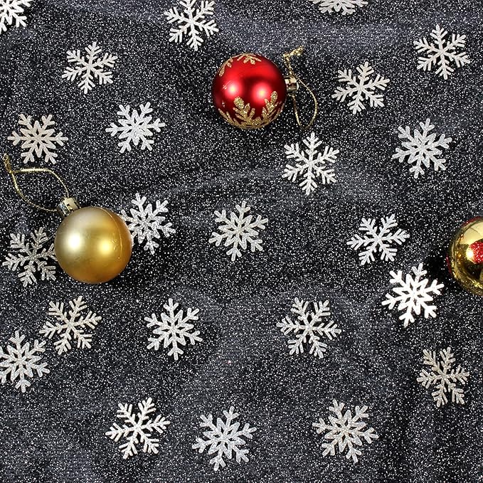 200PC Silver Glitter Snowflake Confetti Winter Wonderland Baby Shower Decoration Winter Onederland Table Scatter Christmas Wedding Birthday Party Supplies