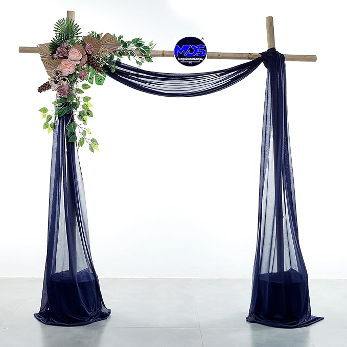 MDS Halloween Chiffon Draping Fabric - 2 Panel, 30" Wide x 40ft Long - Sheer Spooky Arbor & Canopy Drapery for Haunted House Backdrops, Party Ceilings, DIY Costumes & Themed Events - Navy Blue
