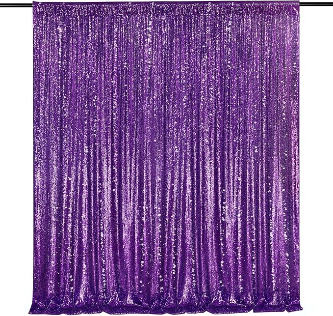 10ft x 10ft Purple Sequin Backdrop Glitter Halloween Party Backdrop Curtains Photo Background for Stage Wedding Baby Shower Decorations