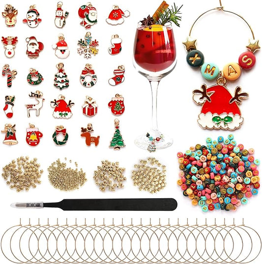 DIY Wine Glass Charms Kit, 25pcs Personalized Reusable Drink Marker Tags, Glass Identifiers for Wine Tasting Party, Unique Hostess Gifts & Party Decorations