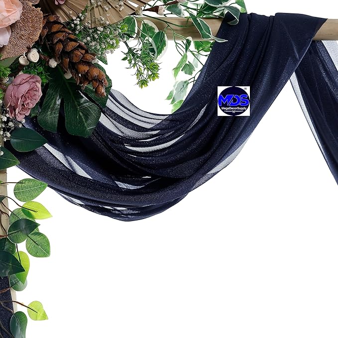 MDS Halloween Chiffon Draping Fabric - 1 Panel, 30" Wide x 100ft Long - Sheer Spooky Arbor & Canopy Drapery for Haunted House Backdrops, Party Ceilings, DIY Costumes & Themed Events - Navy Blue