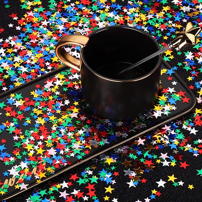Hestya 60g Star Confetti Glitter Table Confetti Metallic Foil Stars for Party Wedding Festival Decorations(Multicolor,10mm and 6mm)
