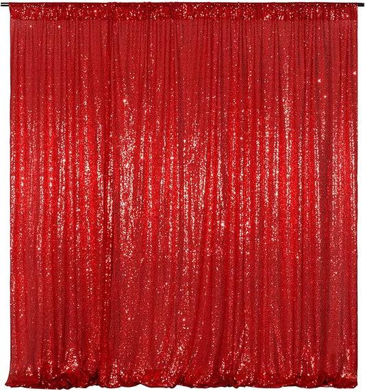 Poise3EHome Red Sequin Backdrop, 10Ft x 10Ft Glitter Photography Background Curtains for Party Wedding Birthday Christmas Valentines Day Decoration