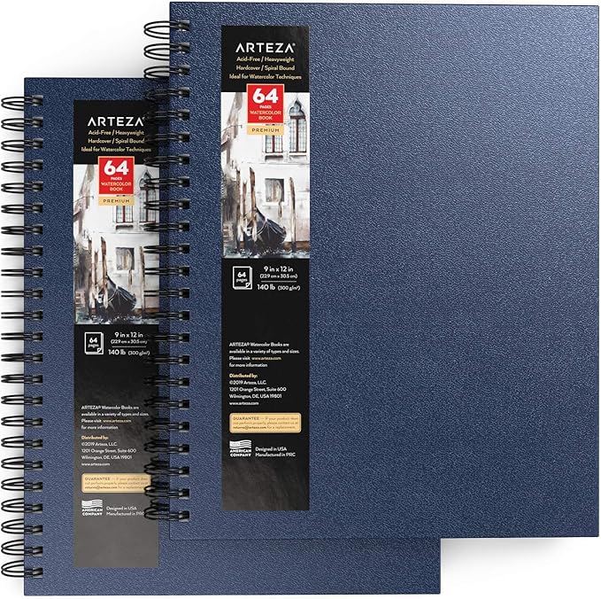 ARTEZA ARTZ-9156 Watercolor-Paper, 9x12-inch-2 Pack, Blue 2 Count
