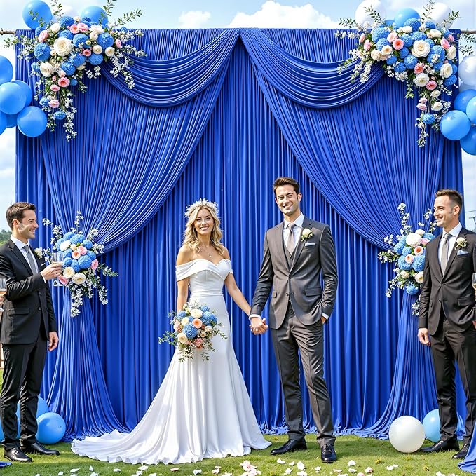 20ft x 12ft Royal Blue Backdrop Curtains Wrinkle Free Backdrop Curtain for Wedding Parties Blue Fabric Backdrops Drapes Back Drop Cloth Bridal Shower Stage Curtains Wedding Decorations for Reception