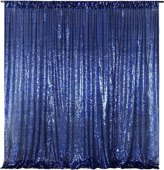 Poise3EHome Blue Sequin Backdrop,10FT x 10FT Sequin Photography Backdrop Curtain for Party Decoration, Navy Blue