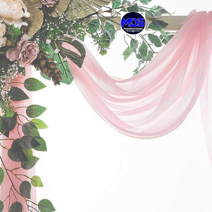 MDS Halloween Chiffon Draping Fabric - 1 Panel, 30" Wide x 50ft Long - Sheer Spooky Arbor & Canopy Drapery for Haunted House Backdrops, Party Ceilings, DIY Costumes & Themed Events - Blush Pink